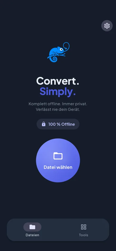 Wandl – Startbildschirm: Datei wählen