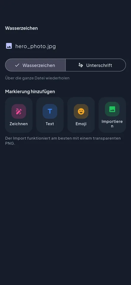 Wandl – Wasserzeichen oder Unterschrift platzieren