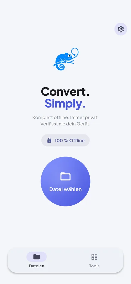 Wandl – Startbildschirm: Datei wählen