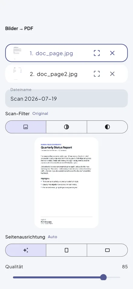 Wandl – Bilder scannen und als PDF speichern
