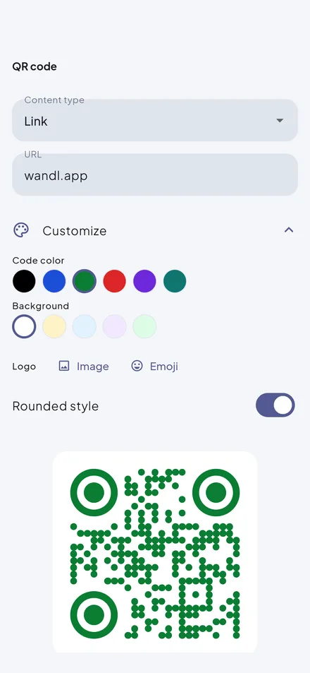 Wandl – create and style a QR code